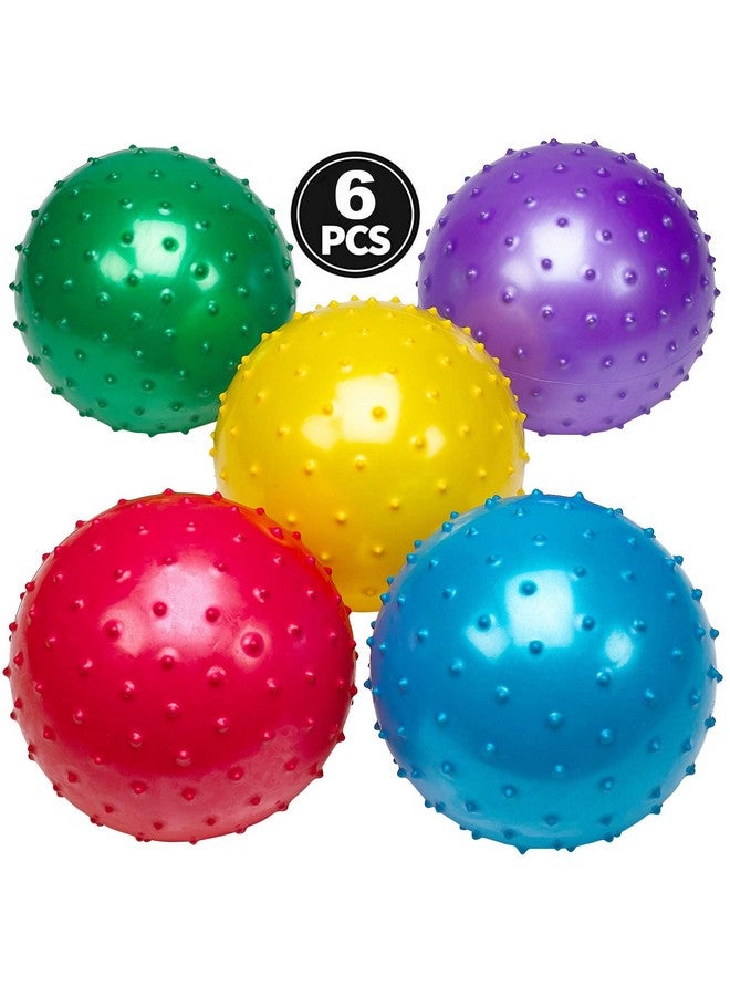 Bedwina Knobby Balls - (Pack of 6) Bulk 7 Inch Sensory Balls and Spiky Massage Stress Balls for Toddlers, with Pump, Fun Bouncy Toddler Balls for Kids Party Favors, Stocking Stuffers - Image 2