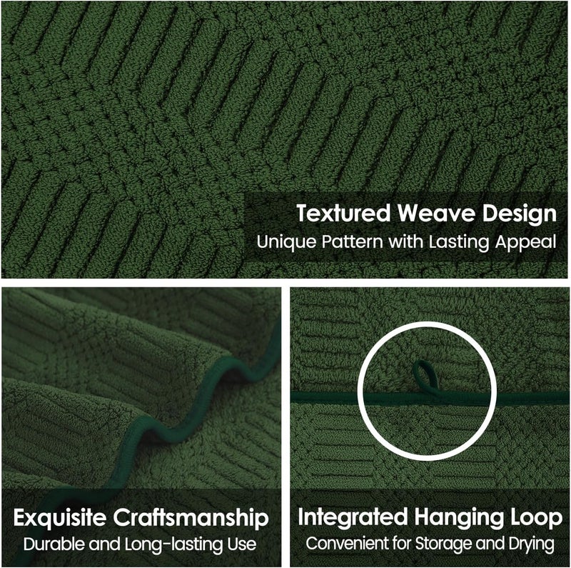 JML Microfiber Bath Towels, Large Bathroom Towel for Adult, Pack of 2, 30" x 60", Soft, Super Absorbent and Fast Drying, Use for Hair Wrap, Sport, Fitness, Yoga, Diamond Cross Grid Olive-Green - Image 3