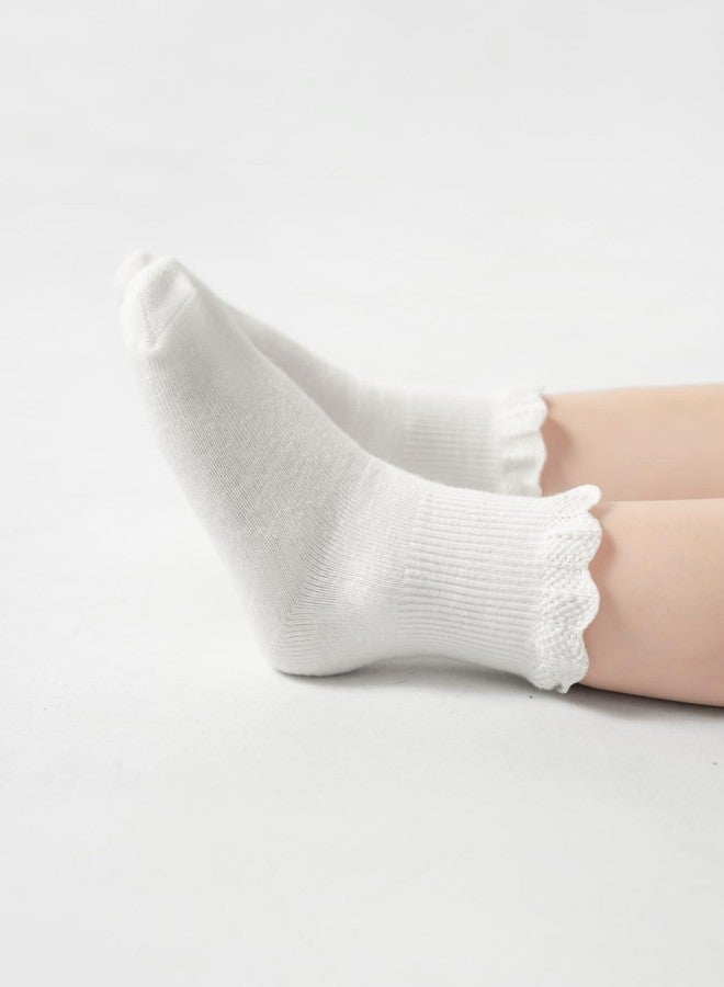 Funjoon Toddler Girls Baby Ruffle Socks Cute Cotton White Turn Cuff Frilly Dress Little Girls Socks 12M-6Y, Multicolor, 2-4 years - Image 4
