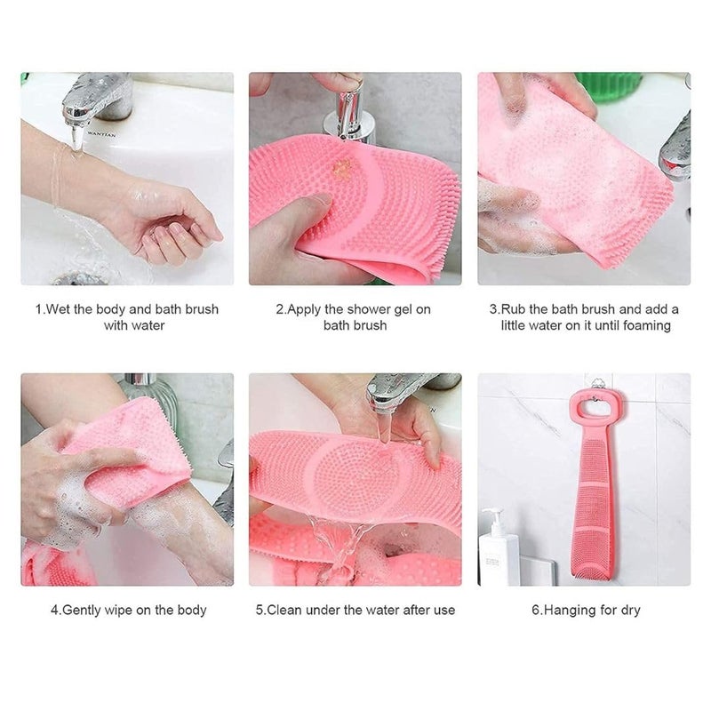 إسكدنيا Body Back Scrubber for Exfoliation and Bathing Silicone Body Back Scrubber Double Side Bathing Brush for Skin Deep Cleaning Massage Dead Skin Removal Exfoliating Belt for Shower Body Brush for Bathi - Image 2