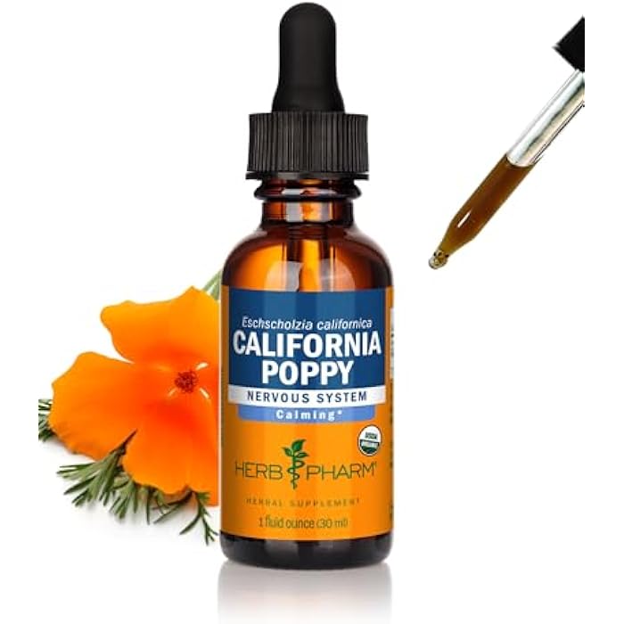 Herb Pharm Certified Organic California Poppy Liquid Extract for Calming Nervous System Support - 1 Ounce - Image 1