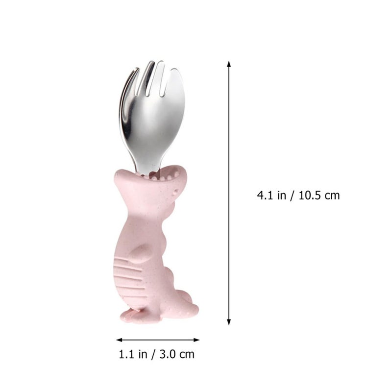 2Pcs Dinosaur Shaped Stainless Steel Kids Fork And Spoon Set For Boys And Girls - Image 3