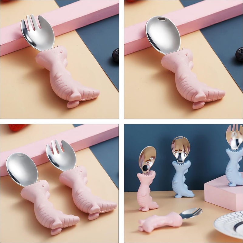 2Pcs Dinosaur Shaped Stainless Steel Kids Fork And Spoon Set For Boys And Girls - Image 4
