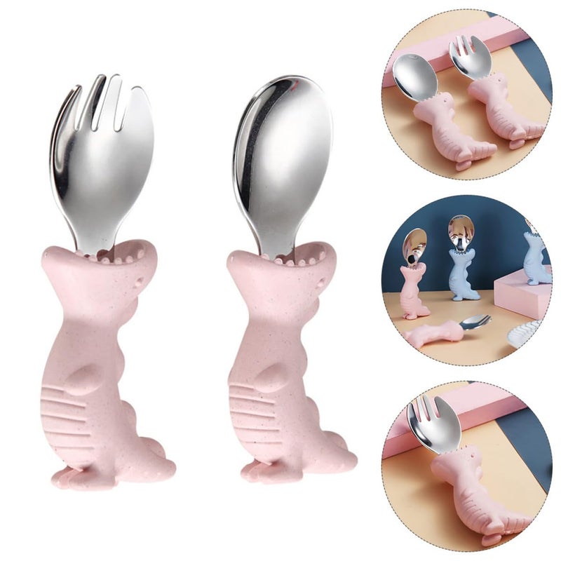 2Pcs Dinosaur Shaped Stainless Steel Kids Fork And Spoon Set For Boys And Girls - Image 5