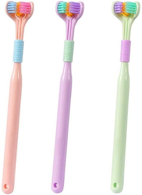 3-Sided Triple Angle Toothhugger Training Toothbrush, Ultra Soft Bristles, Toddler And Autistic Oral Care Gentle Clean Each Tooth To Completely Cover The Toothbrush (3, Manual, Brown)