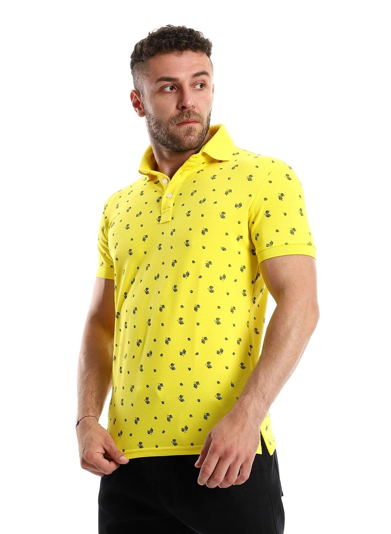 Andora Printed Turn Dow Collar Yellow Polo Shirt  - Image 2