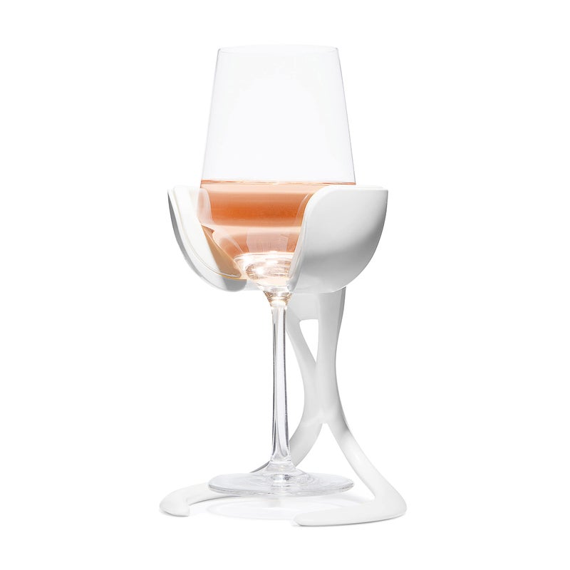 VoChill Stemmed Wine Glass Chiller | Smart & stylish | Radically cool wine tool – keeps wine perfectly chilled in your glass | Refreezable Chill Cradle actively chills (Quartz, Single VoChill) - Image 1