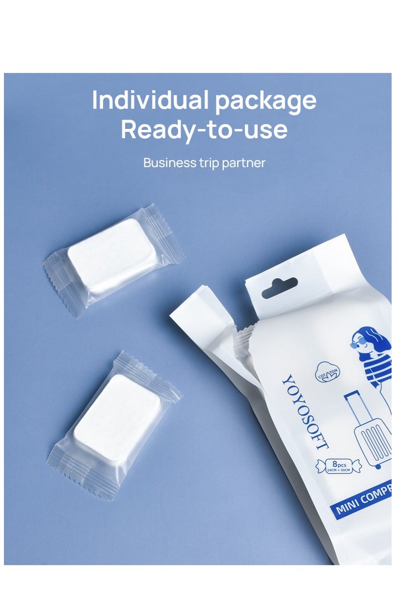 SISGL مجموعة مناشف استحمام قابلة للاستخدام مرة واحدة تعبئة فردية منشفة استحمام 70x140 سم ومنشفة وجه 24x30 سم منشفة جسم محمولة من القطن النقي للبشرة الحساسة ومثالية للحمام وصالة الألعاب الرياضية والفندق والسبا - Image 5