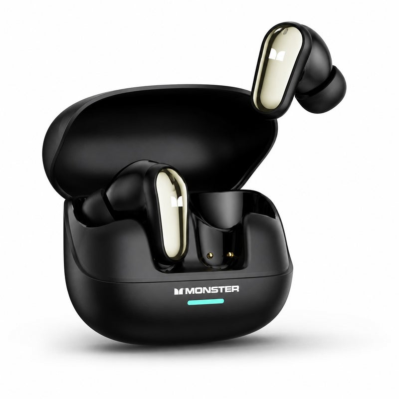 Monster MQT52 TWS Wireless Earbuds, Bluetooth 5.4, ENC Noise Cancelling for Calls, 13mm Dynamic Driver, Ultra-Light 4.4g In-Ear Headphones, 24H Total Playtime with Charging Case, Type-C Fast Charge, Deep Bass Earbuds for Sports & Daily Use - Image 1