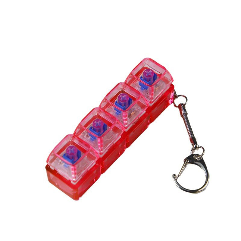PC fully transparent material decompression shaft tester press sound crisp 2 holes 3 holes 4 holes key chain with light transparent cap 4-hole red transparent with light * 1 