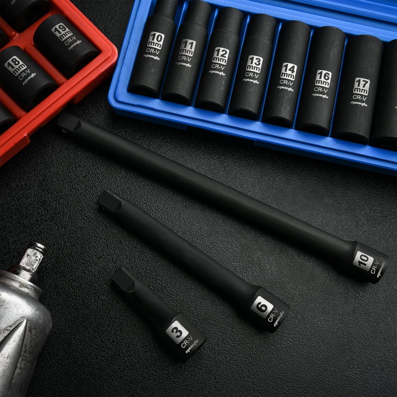 EPAuto 1/2-Inch Drive Impact Socket Extension Bar Set, Cr-V, 3 Pieces - Image 3