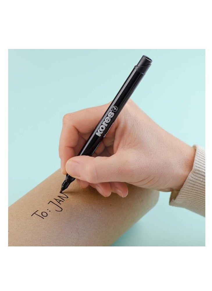 Kores Permanent Marker Fine Fibre Tip, Black Color, Pack of 12  - Image 4
