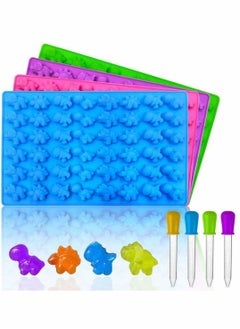 Dinosaur Candy Molds Gummy Molds, Regular and Mini size Silicone Chocolate Nonstick Set of 4 Including Triceratops T-Rex Stegosaurus Brontosaurus
