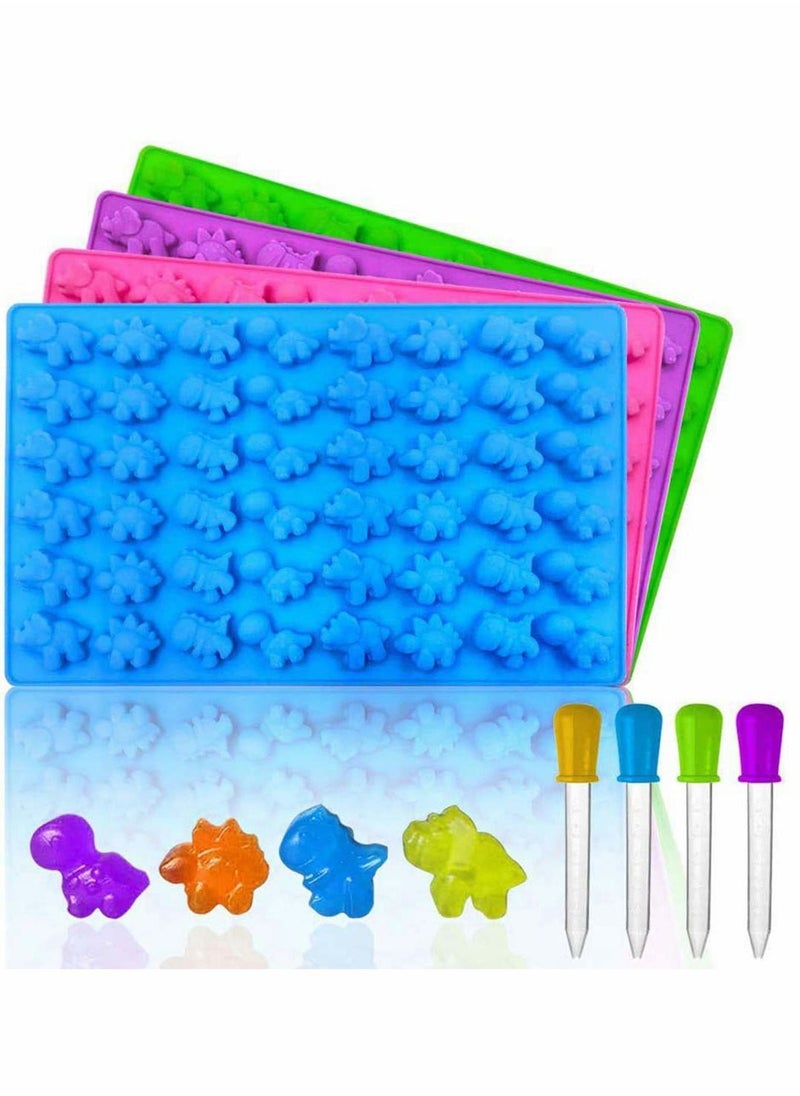 Y&D - Dinosaur Candy Molds Gummy Molds, Regular and Mini size Silicone Chocolate Nonstick Set of 4 Including Triceratops T-Rex Stegosaurus Brontosaurus - Image 1