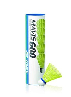 Yonex مافيس 600 قبعة زرقاء متوسطة الريشة الريشة 6 عبوات، أصفر 