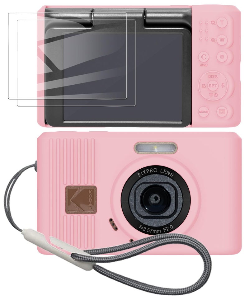 Tedubax Silicone Case for kodak pixpro C1 Digital Camera with 2PCS Screen Protector and Lanyard Pink - Image 2