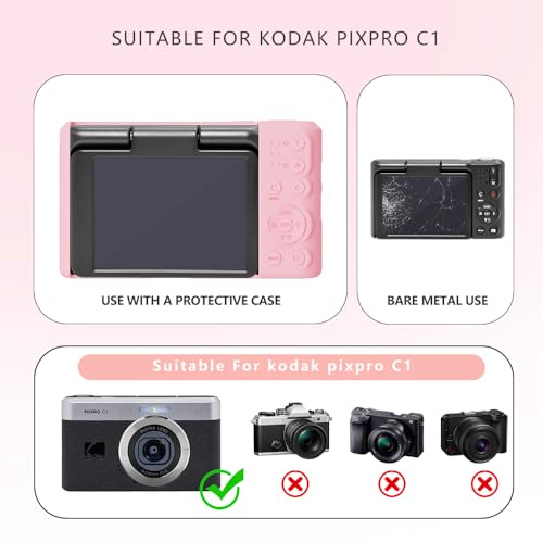 Tedubax Silicone Case for kodak pixpro C1 Digital Camera with 2PCS Screen Protector and Lanyard Pink - Image 3