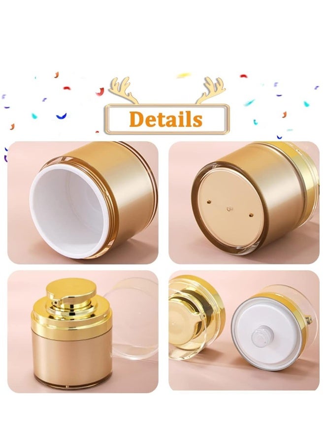 Golden Refillable Vacuum Pump Cream Jar Side Leaking 1.0 oz 30ml Empty Bottle Cosmetic Air Pump Jars Travel Containers Lotion Cream Dispenser for Creams Lotion Moisturizer, 3 Pack - Image 4