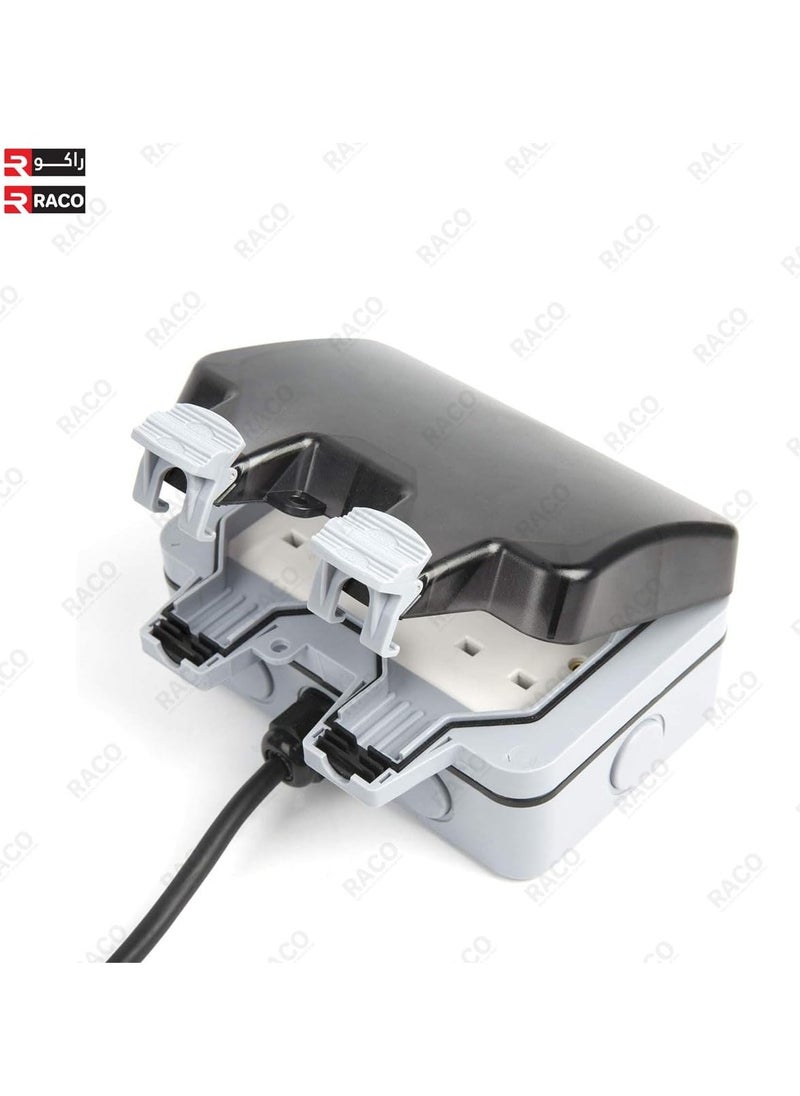 RACO RACO Waterproof Socket Extension Board | Heavy-Duty Cable Power Cord Socket Cover | IP66 Rated 13A UK Plug,220-250V Socket, Ideal for Various Outdoor Uses 5 Meter, Double Socket  - Image 2