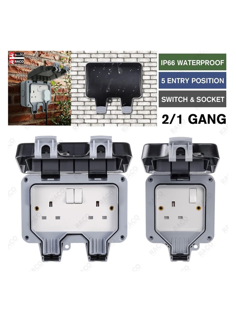 RACO - RACO Waterproof Socket Extension Board | Heavy-Duty Cable Power Cord Socket Cover | IP66 Rated 13A UK Plug,220-250V Socket, Ideal for Various Outdoor Uses 5 Meter, Double Socket - Image 1