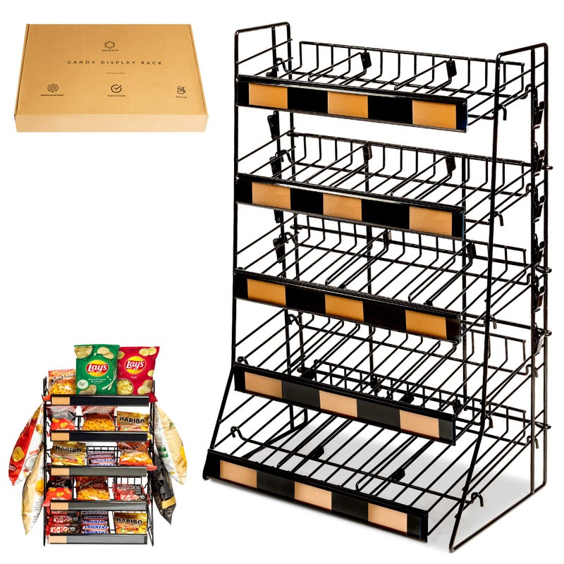 ODOXIA Candy Display Rack  Countertop Snack Organizer for Stores  Office  Chip Rack  Snack Stand for Counter Displays  Merchandising Shelf for Candy Chips  Snacks 