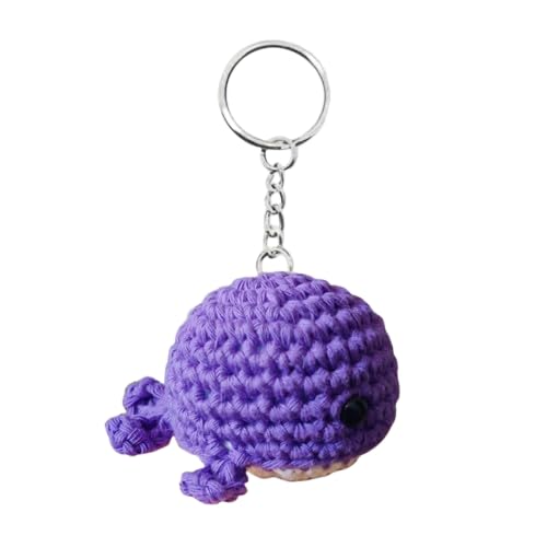 Generic Iris Art Lab Handmade PurpleGreen Baby Whale Keychain Beginner FriendlyCrochet DIY Kit with tools and step by step video instructions  - Image 1