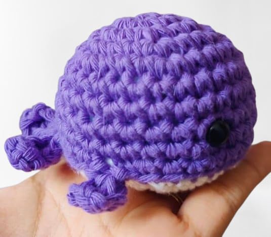 Generic Iris Art Lab Handmade PurpleGreen Baby Whale Keychain Beginner FriendlyCrochet DIY Kit with tools and step by step video instructions  - Image 3