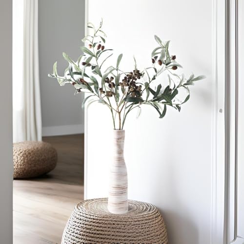 ALMA 13" Tall White Ceramic Vase for Table Centerpiece,Small Flower Vase for Roses,Thin Bowl Vase for Home Decor Living Room, Boho Bathroom,Beachy Room,Coatsal Bedroom,Modern Office Decor - Image 2