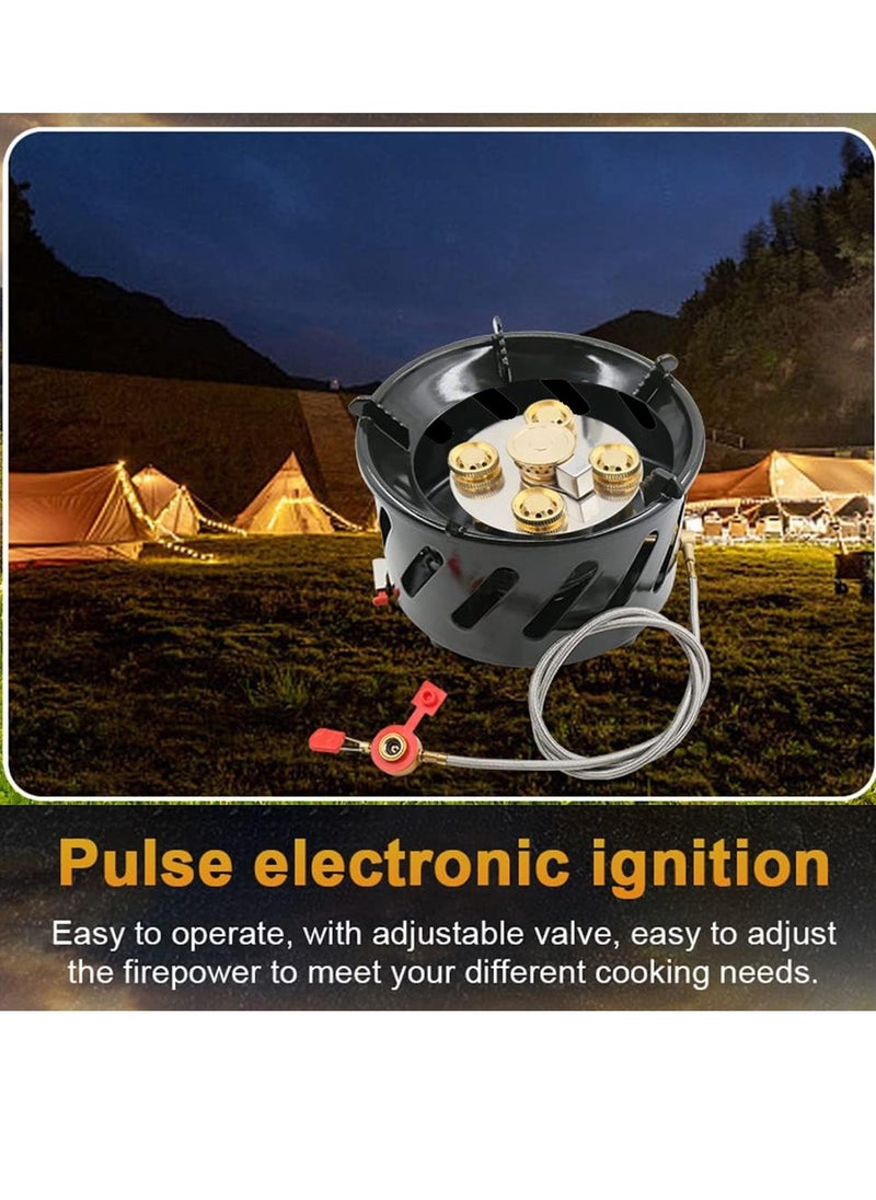 Generic 15800 W 5-Core Foldable Camping Stove Portable Iron Gas Stove for Outdoor, Hunting, Hiking, Travel and Cooking, OMEGA 5 ZYZY-45 Gas Stove  - Image 3