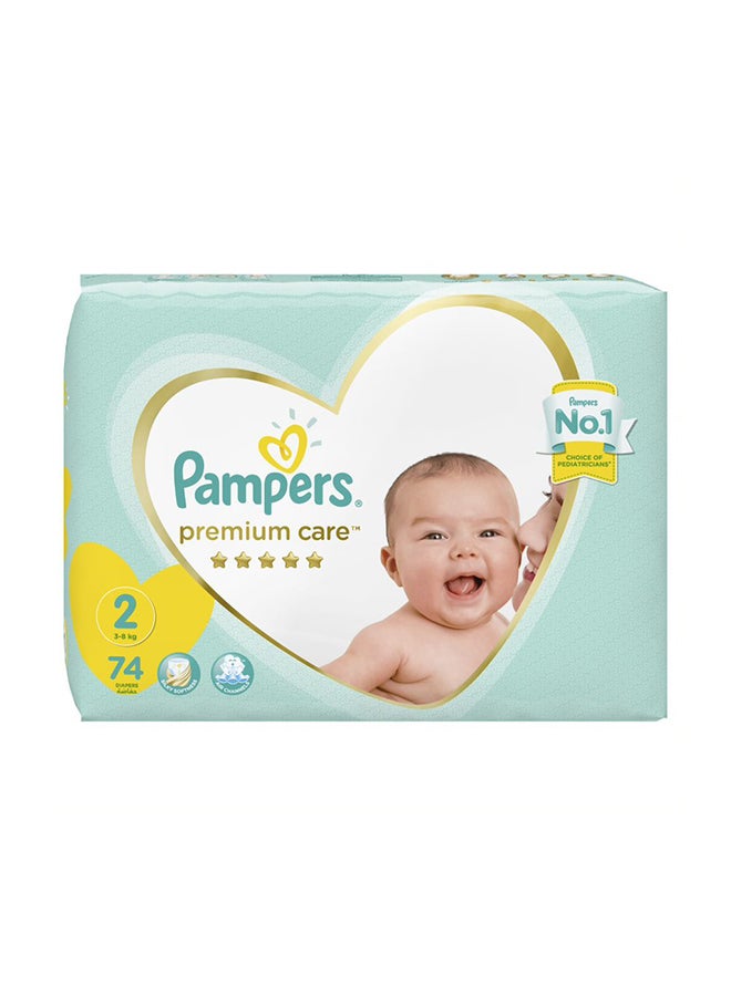 Pampers Premium Care Diapers Size 2, Mini, 3-8 Kg (74 diapers) - Image 2