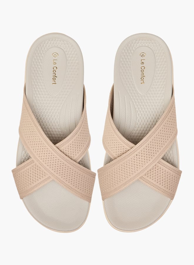 Le Confort Women Textured Cross Strap Slip-On Sandals - Image 2