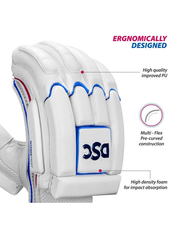 DSC Intense Frost Leather Cricket Batting Gloves, Youth Right (Black White) - Image 2