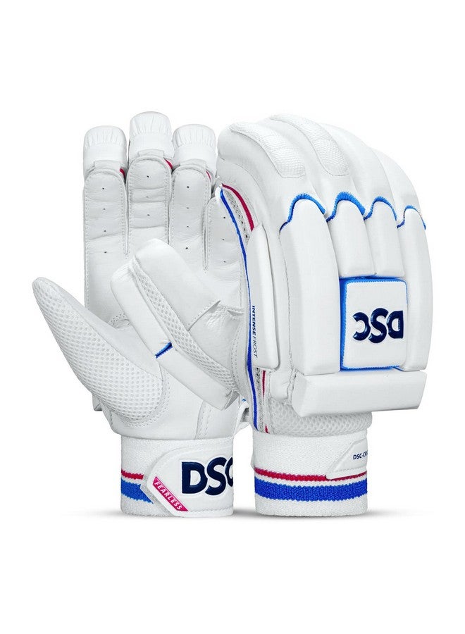 DSC Intense Frost Leather Cricket Batting Gloves, Youth Right (Black White) - Image 1