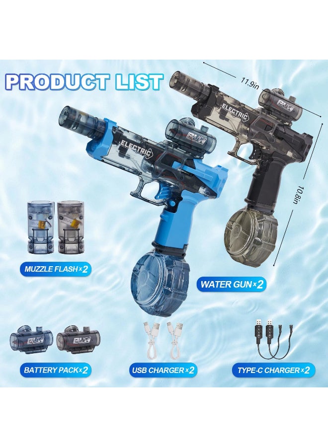 HI-FINE Electric Water Gun for Adults Kids,Most Powerful Squirt Gun, Automatic high Powered Pressure Blaster watergun with Realistic Led Muzzle Flame,28-32 FT Range,Perfect Summer Gift Toys for Age 8-12,Blue+Black - Image 2