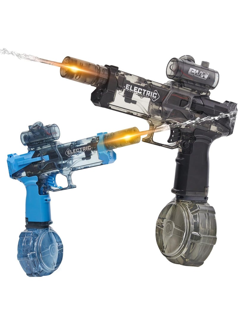 HI-FINE Electric Water Gun for Adults Kids,Most Powerful Squirt Gun, Automatic high Powered Pressure Blaster watergun with Realistic Led Muzzle Flame,28-32 FT Range,Perfect Summer Gift Toys for Age 8-12,Blue+Black - Image 1