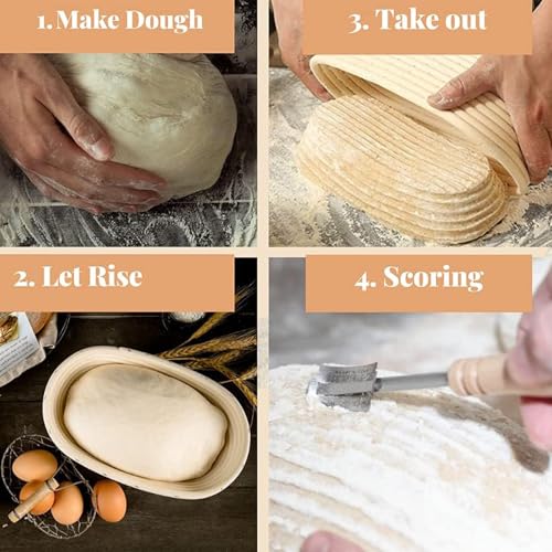 CartHome Bread Basket, Sourdough Bread Basket for Home Baking, Handmade Proofing Basket Set with Cloth Cover, Artisan Bread Making Tools for Professional and Amateur Bakers - Image 3