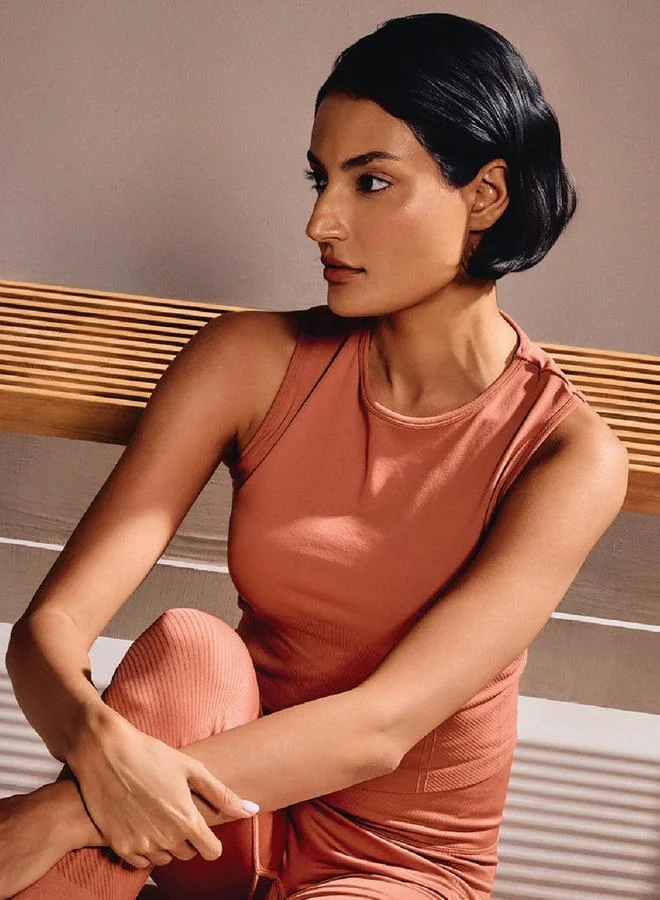 ADOT by Splash Seamless Sleeveless Top with Round Neck