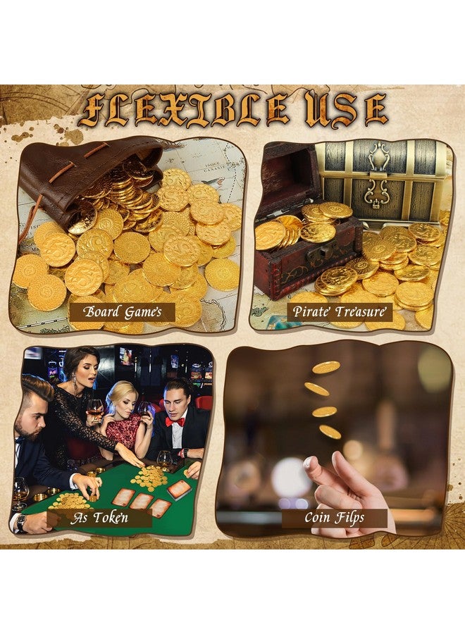 Byhoo 50 قطعة عملات معدنية ذهبية خيالية من المعدن وجراب جلدي لألعاب الطاولة Dungeons & Dragons ، رموز ألعاب الطاولة ، عملات الكنز لملحقات ألعاب الحفلات ، إضافات ألعاب العصور الوسطى - Image 5