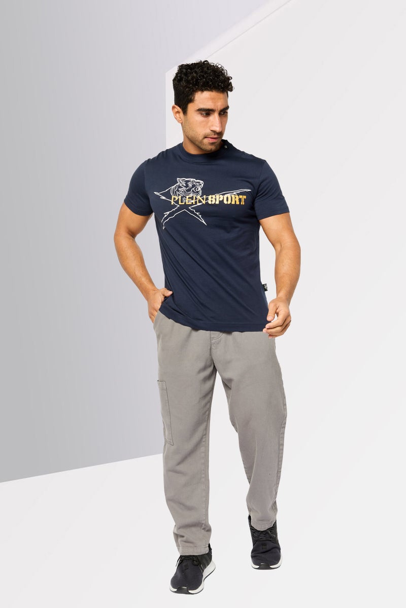 PHILIPP PLEIN Plein Sport Men Sportswear Fit Short Sleeve Outdoor T-Shirt, Navy - Image 2