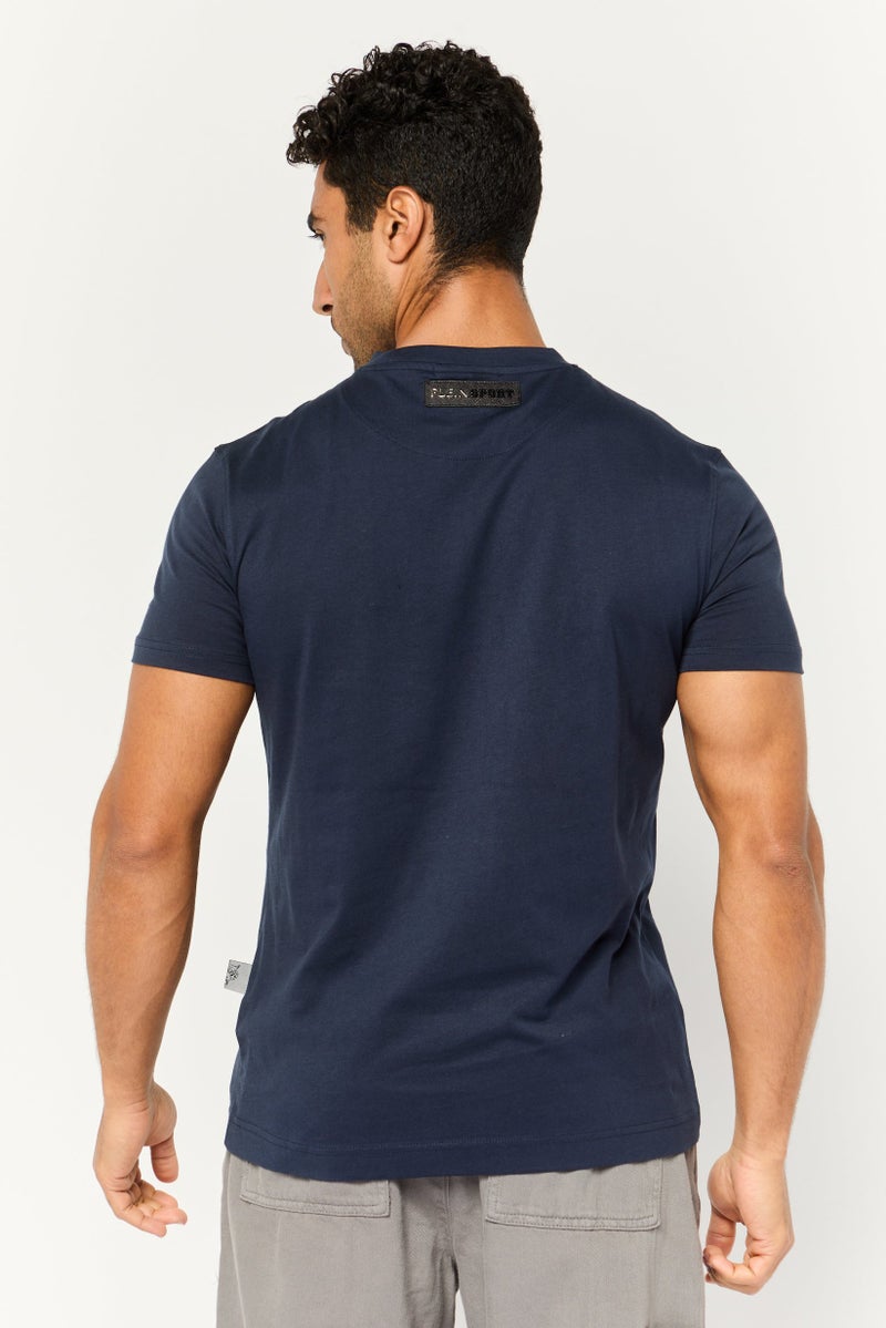 PHILIPP PLEIN Plein Sport Men Sportswear Fit Short Sleeve Outdoor T-Shirt, Navy - Image 4