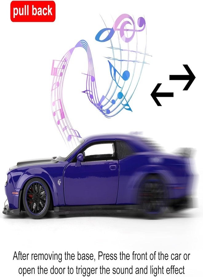 FEXXA Hellcat 1:32 Scale Dodge Challenger Die-Cast Metal Toy Model Car for Kids - Pull Back Mechanism, Birthday Gift for 3+ Year Old Boys (Hellcat Blue) - Image 4