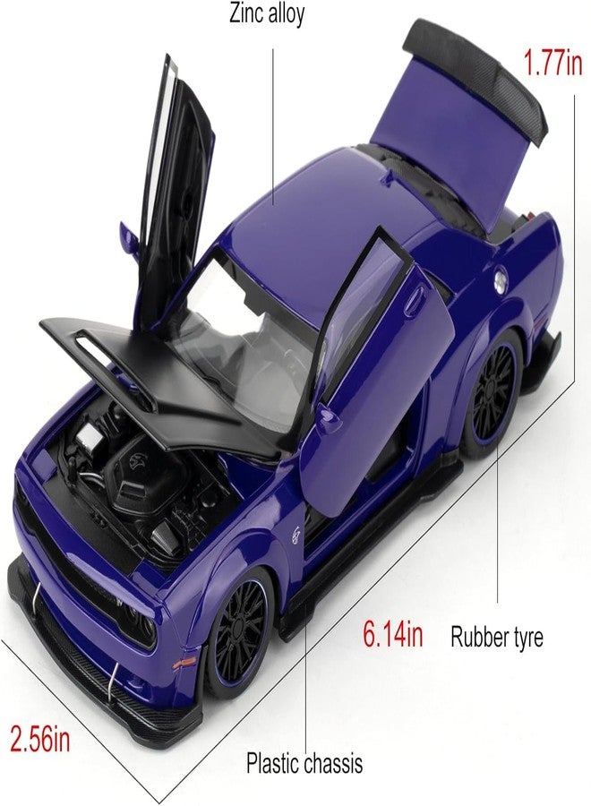 FEXXA Hellcat 1:32 Scale Dodge Challenger Die-Cast Metal Toy Model Car for Kids - Pull Back Mechanism, Birthday Gift for 3+ Year Old Boys (Hellcat Blue) - Image 2