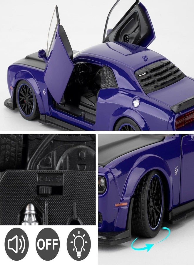 FEXXA Hellcat 1:32 Scale Dodge Challenger Die-Cast Metal Toy Model Car for Kids - Pull Back Mechanism, Birthday Gift for 3+ Year Old Boys (Hellcat Blue) - Image 3
