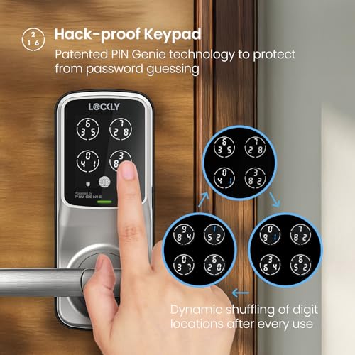 Lockly Secure Plus Bluetooth Smart Door Lock, Keyless Entry with PIN Genie® Digital Keypad, 3D Biometric Fingerprint Sensor Front Door Lock with Handle, Voice Control & Auto Lock - Latch Edition - Image 4