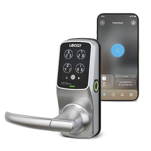 Lockly Secure Plus Bluetooth Smart Door Lock, Keyless Entry with PIN Genie® Digital Keypad, 3D Biometric Fingerprint Sensor Front Door Lock with Handle, Voice Control & Auto Lock - Latch Edition - Image 1