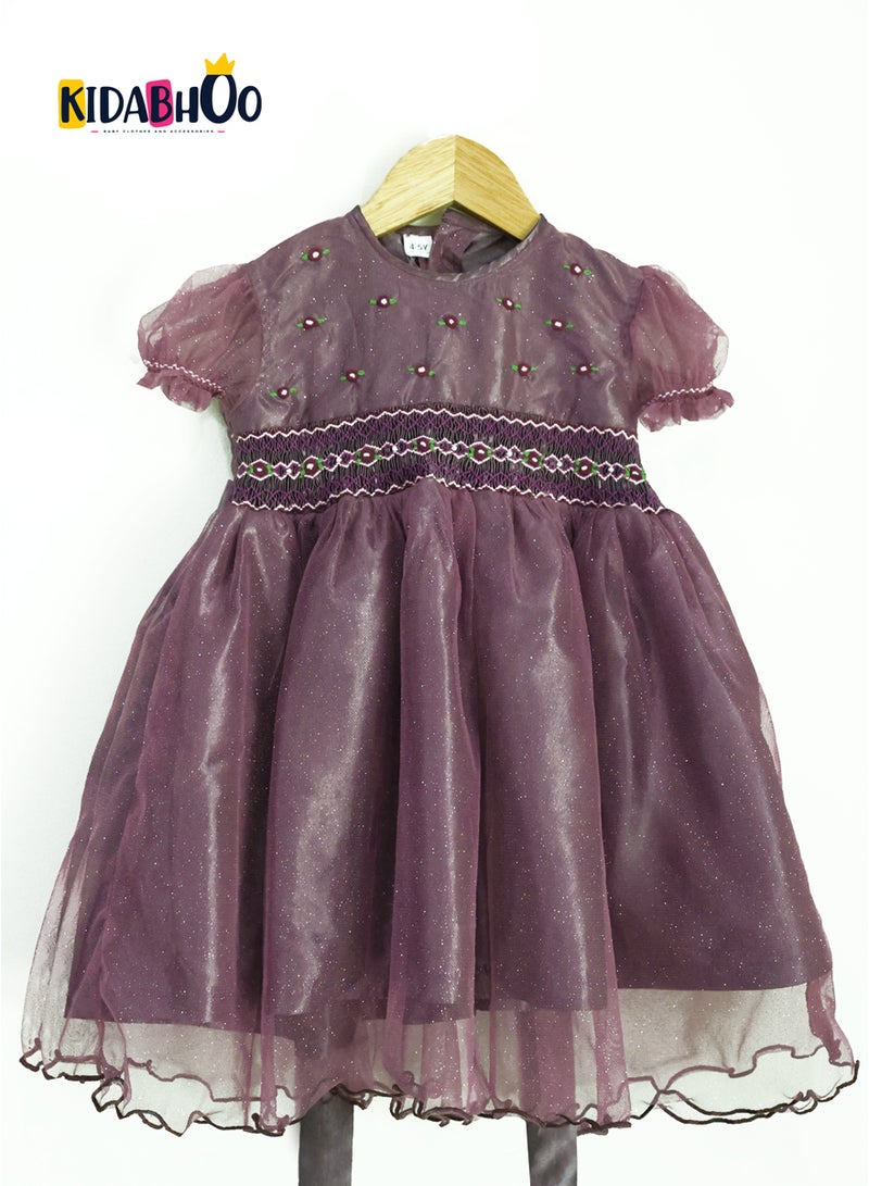 كيدابهو فستان أطفال سموكد للبنات - زهر أرجواني - Image 1