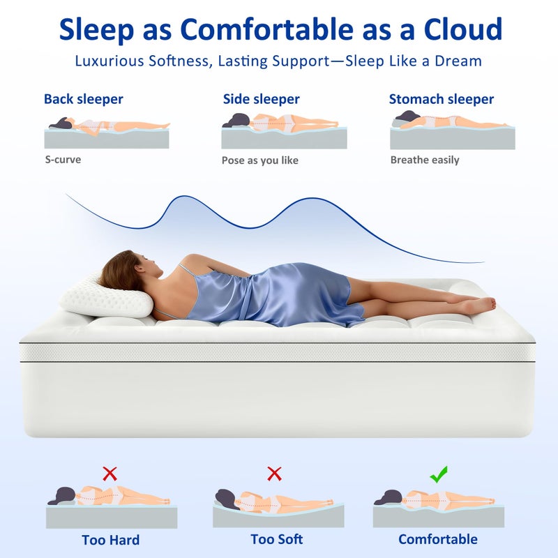 SurChic King Size Mattress Topper for Back Pain, Extra Thick Pillow Top Mattress Pad with 1000GSM Down Alternative Filler, Cooling Breathable Plush Bed Topper Protector Cover (8-21" Deep Pocket) - Image 5