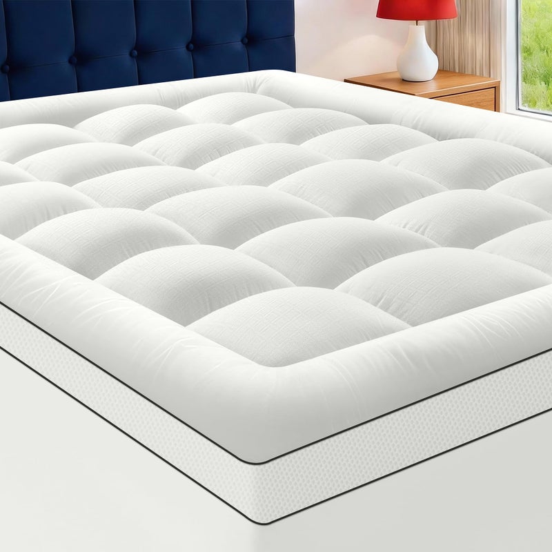 SurChic King Size Mattress Topper for Back Pain, Extra Thick Pillow Top Mattress Pad with 1000GSM Down Alternative Filler, Cooling Breathable Plush Bed Topper Protector Cover (8-21" Deep Pocket) - Image 1