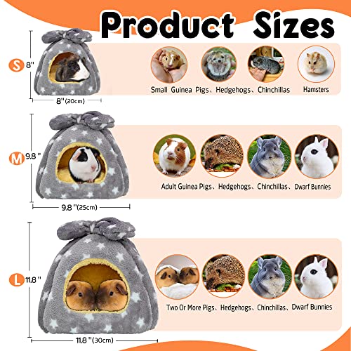 GINIDEAR Guinea Pig Bed, Guinea Pig Warm Hideout House Accessories Cozy Bed for Small Animals Hamsters Chinchillas Dwarf Bunnies Hedgehogs. M, Light Grey Stars. - Image 3