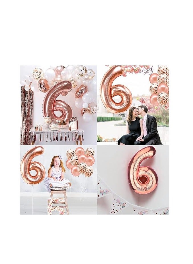 40 Inch Rose Gold Digit Helium Foil Birthday Party Balloons Number 6 - Image 5